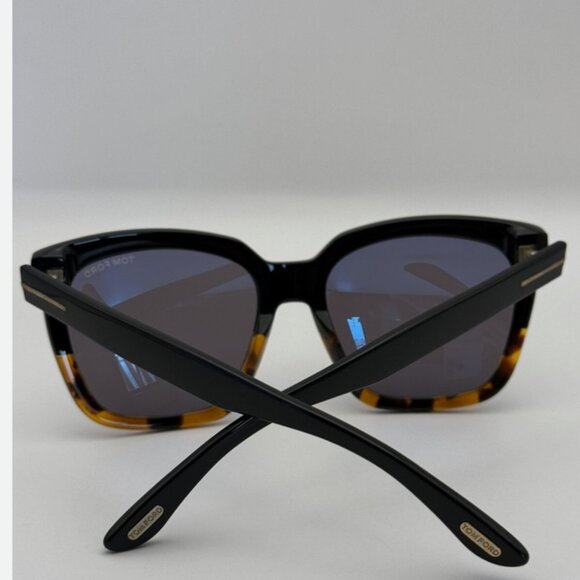 Tom Ford Amarra FT TF502 05A Square Shiny Black Havana/Smoke 55/18/140 - Picture 4 of 7